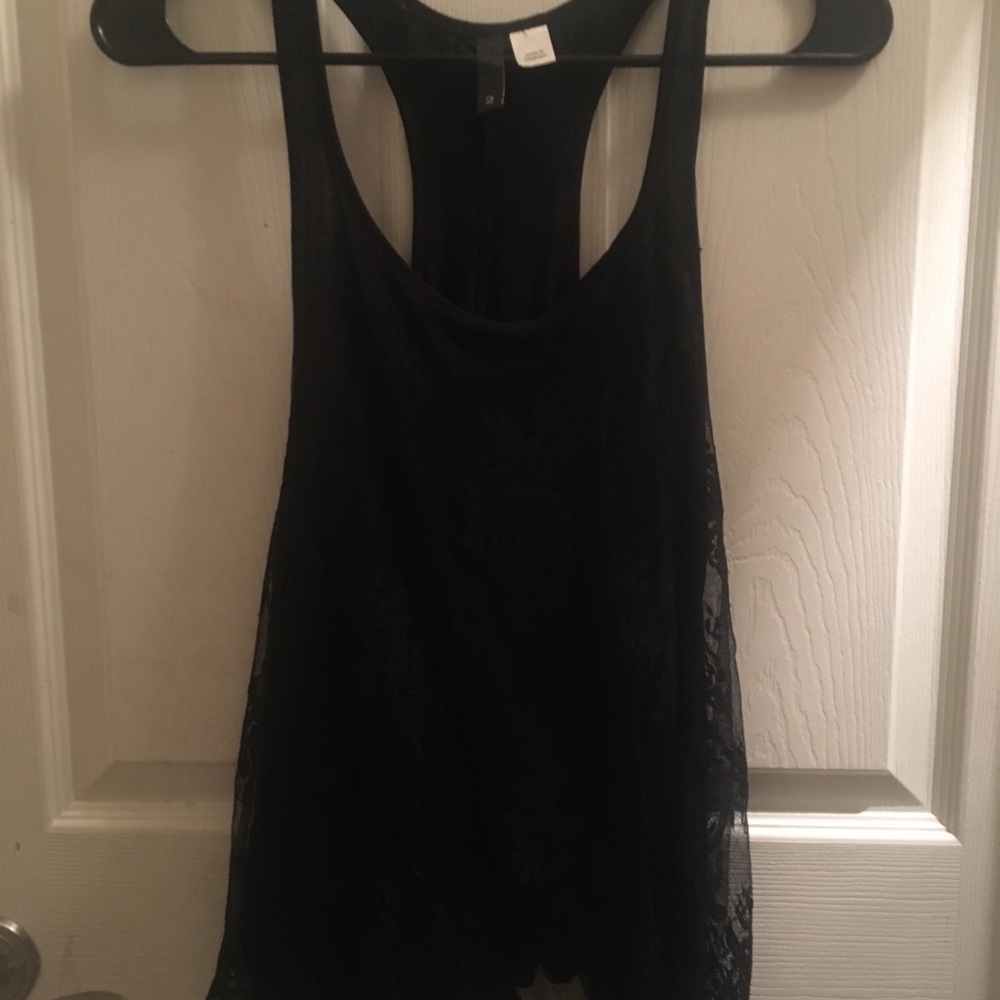 Flowy Black Lace Racerback Tank